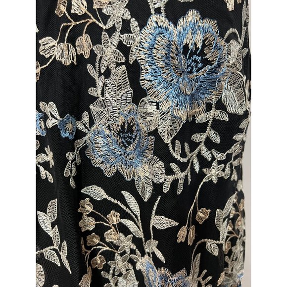 Signature by Robbie Bee Sz 1X  Black/Beige Embroidered Overlay Sleeveless A-Line - Picture 4 of 8